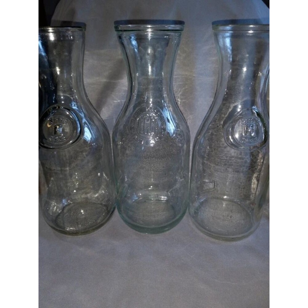 Paul Masson "Since 1852" embossed glass wine carafes